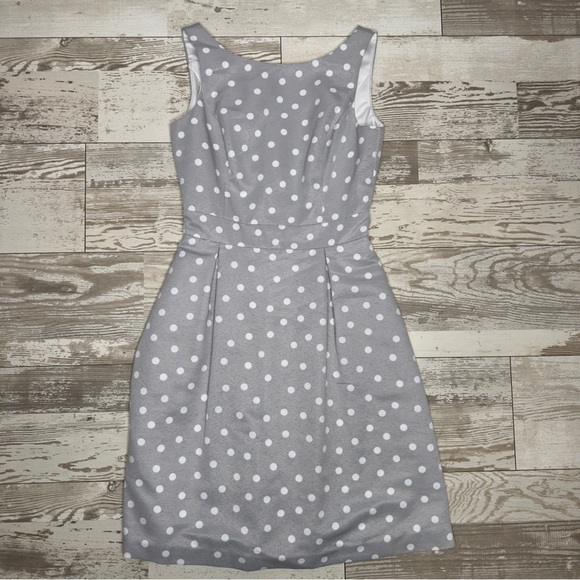 White House Black Market Polka Dot Fit & Flare Dress Size 2 Gray Sleeveless - Picture 2 of 11